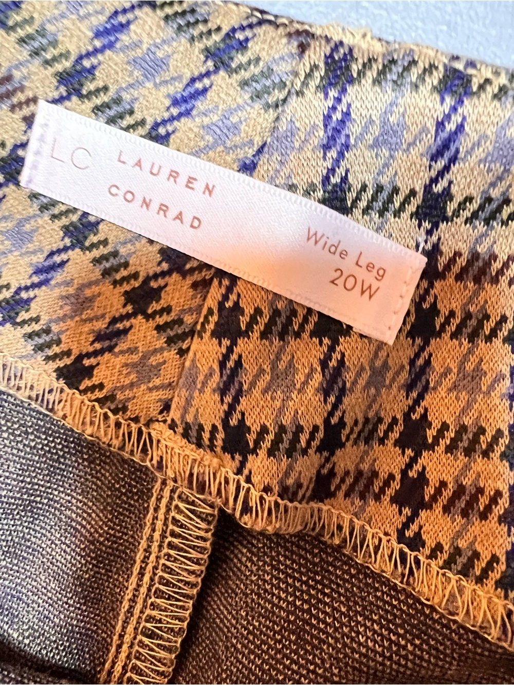 LC Lauren Conrad Brown and Beige Plaid Wide-Leg Trousers - Picture 3 of 3